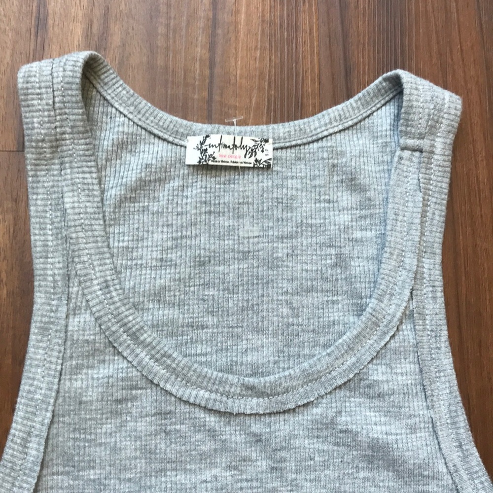 Free People Gray Ribbed Tank Top
